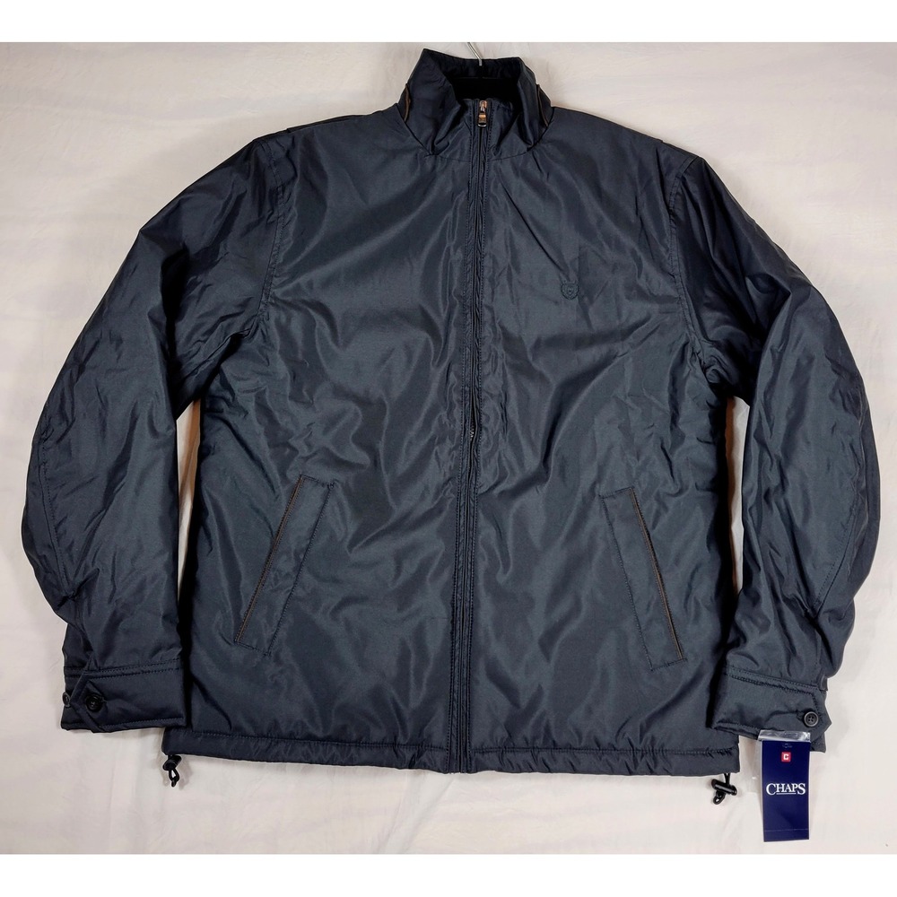 Chaps Mens Navy Grey Full Zip Fleece Lined Jacket Size M NWT 849K08